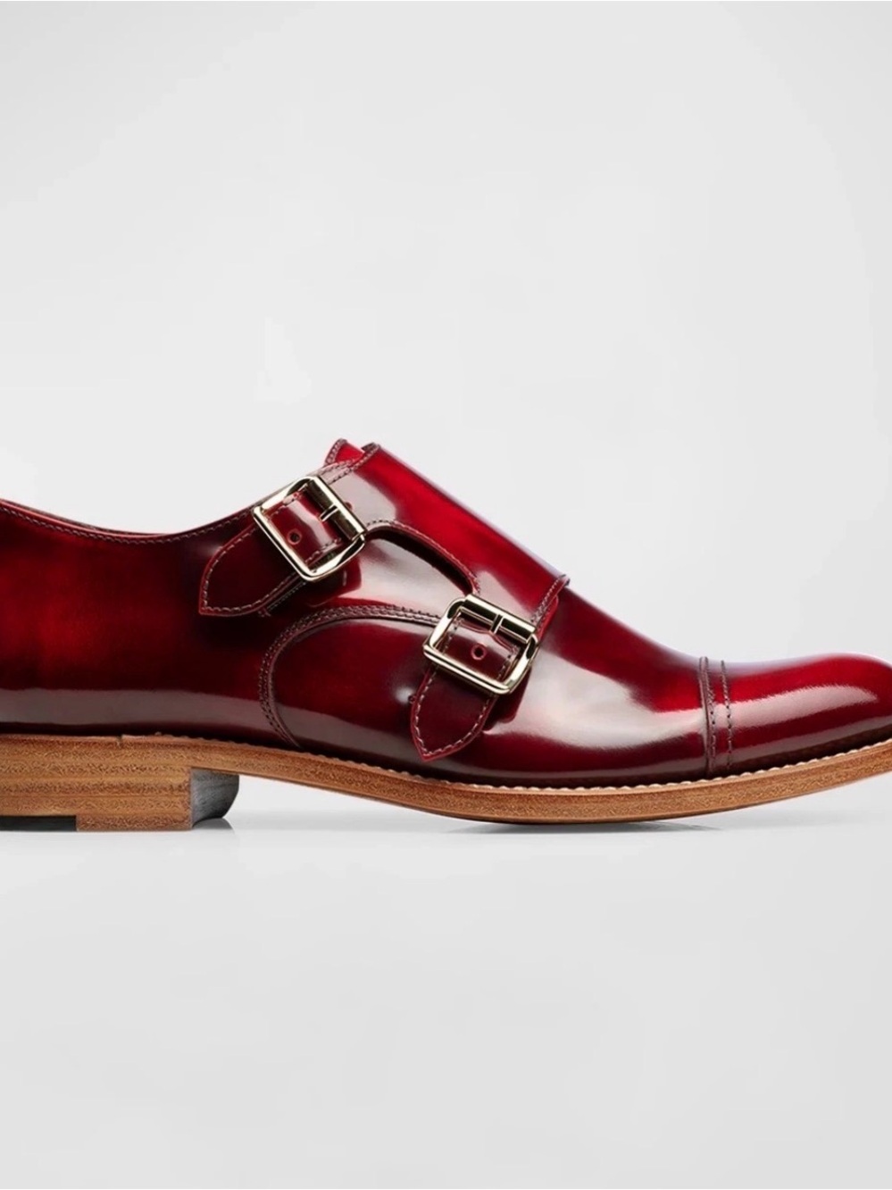 Women's Double Monk Strap Loafers - Wine Red